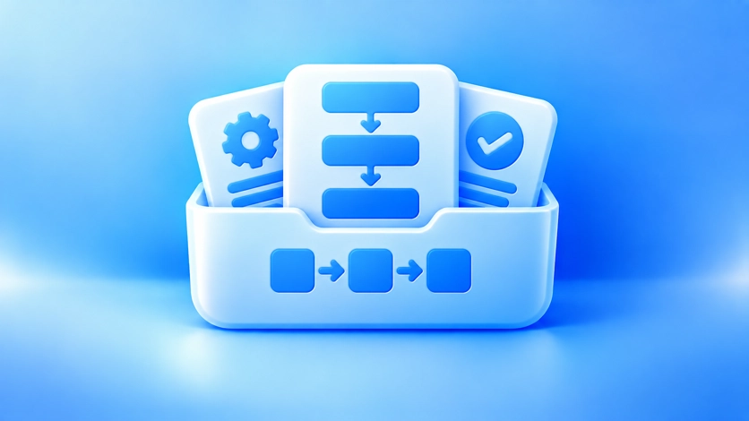 Blue workflow blocks gathered in a toolkit